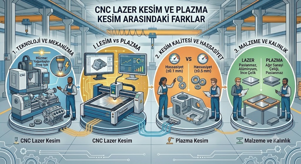 CNC Lazer Kesim ve Plazma Kesim Arasındaki Farklar